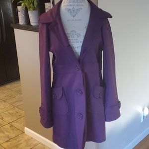 Tulle L Purple Wool Trench Coat